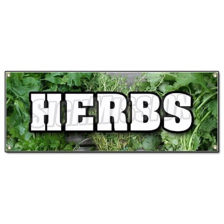 Signmission HERBS BANNER SIGN fresh organic basil bay leaves chives chervil dill oregano B-Herbs